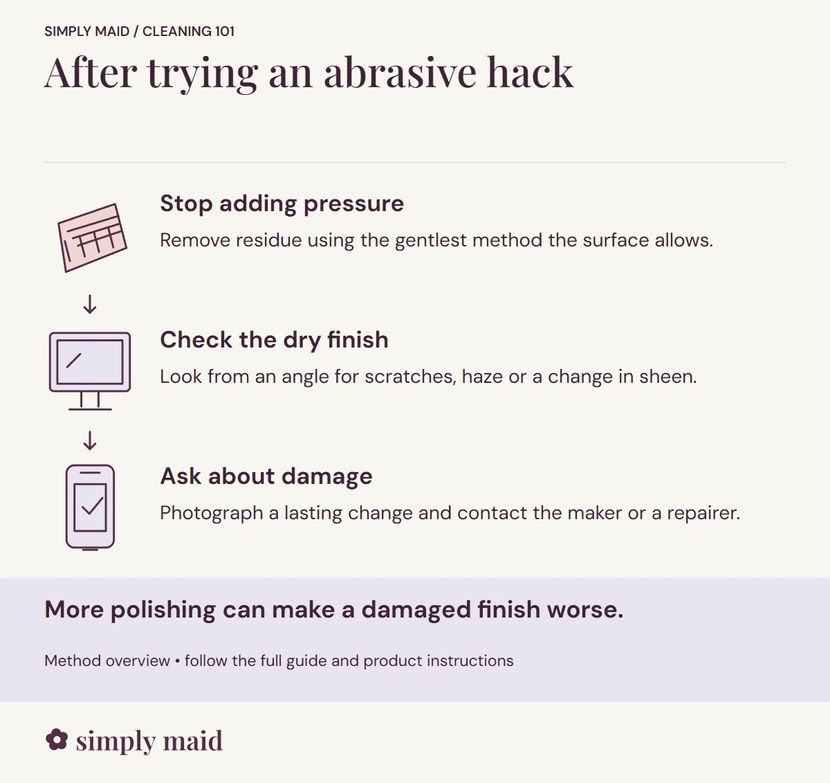 After trying an abrasive hack. More polishing can make a damaged finish worse.